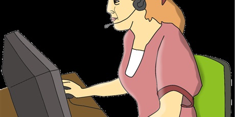 Powiększ grafikę: Obrazek przedstawiający kobietę pracującą przy komputerze.