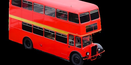 Powiększ grafikę: Obrazek z piętrowym czerwonym autobusem.