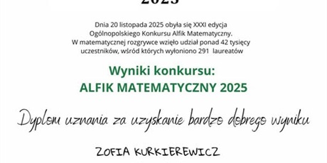 Alfik matematyczny - wyniki.