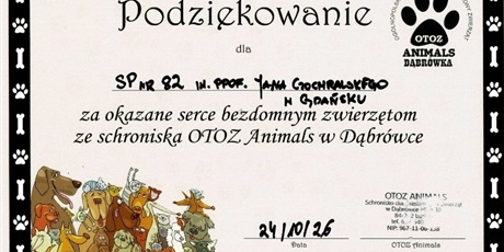 Powiększ grafikę: Podziękowanie ze schroniska