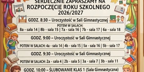 Powiększ grafikę: Harmonogram rozpoczęcia roku szkolnego - info w treści artykułu