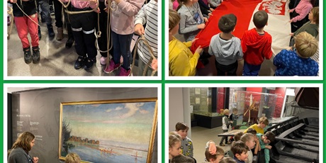 Powiększ grafikę: Kolaż zdjęć - dzieci uczestniczą w warsztatach zorganizowanych w Muzeum Wisły w Tczewie